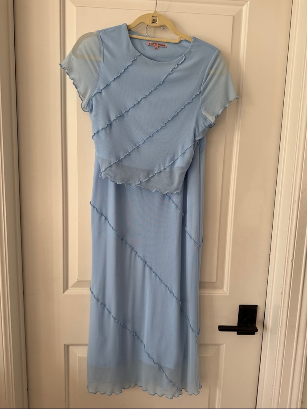 Pastel Blue Layered Mesh Midi Dress by Betty & Veronica